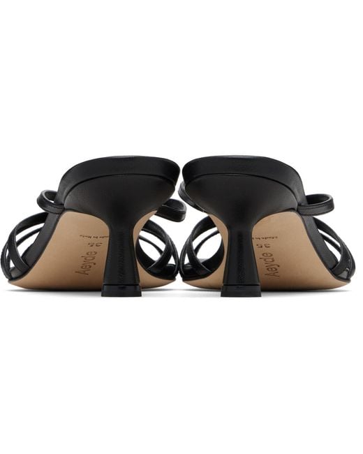 Aeyde Black Abby Leather Heeled Sandals