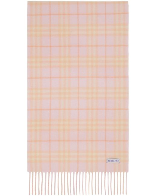 Burberry Pink Check Cashmere Scarf