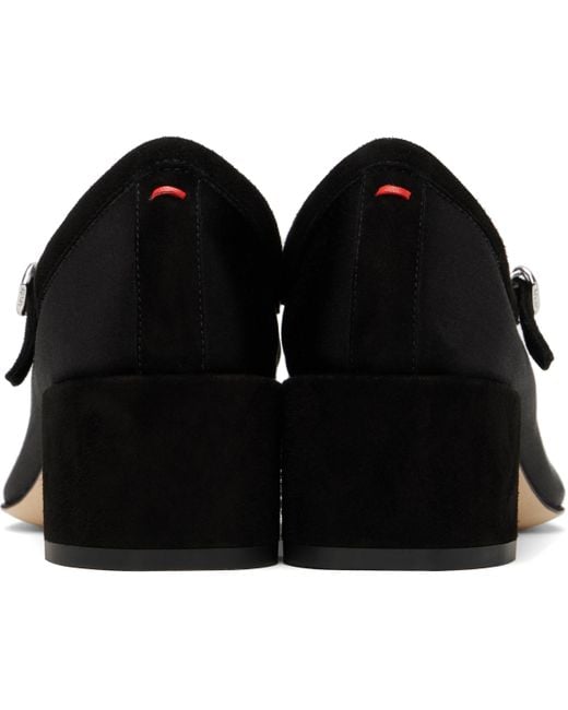 Aeyde Black Aline Satin & Kid Suede Mary-Jane Heels