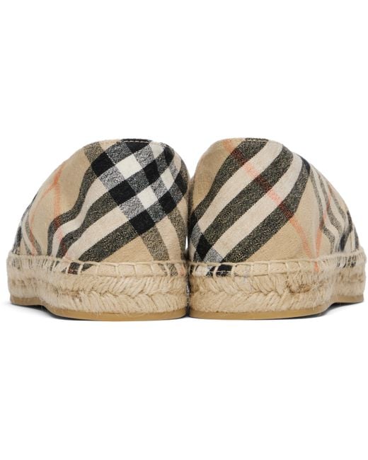 メンズ Burberry ベージュ Mews チェック エスパドリーユ Black
