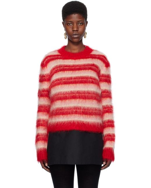 Marni Red Pink Striped Sweater