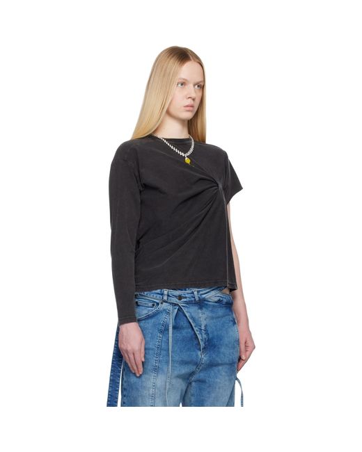 OTTOLINGER Black Shifted Sleeve Top