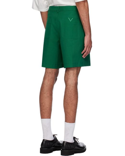 Valentino Green Creased Shorts for men