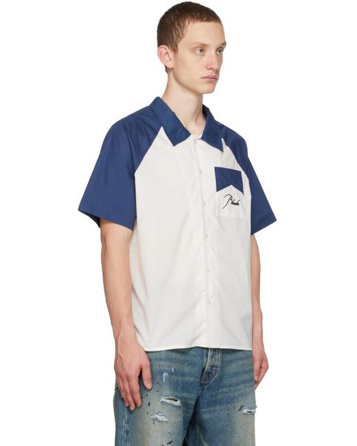 Rhude Blue Off-white & Navy Raglan Sleeve Shirt for men