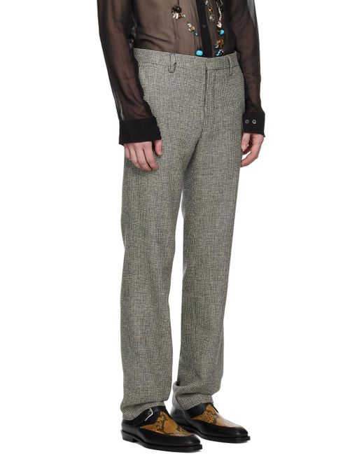 Dries Van Noten Black Gray Slim Fit Trousers for men
