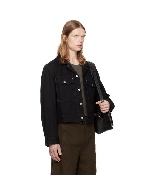 Lemaire Black Denim Trucker Jacket for men