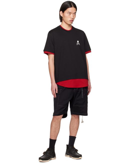 T-shirt étagé noir et rouge Mastermind Japan pour homme en coloris Black
