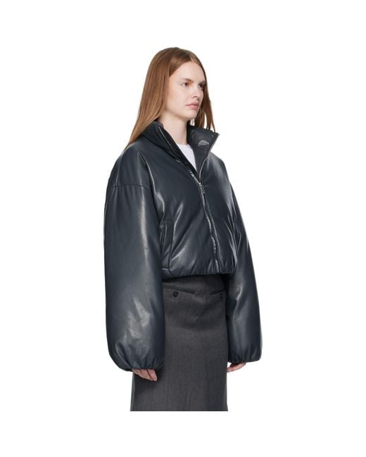 Nanushka Black Lilima Down Vegan Leather Jacket