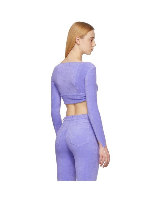 Maisie Wilen Purple Terrycloth Dramady Cardigan