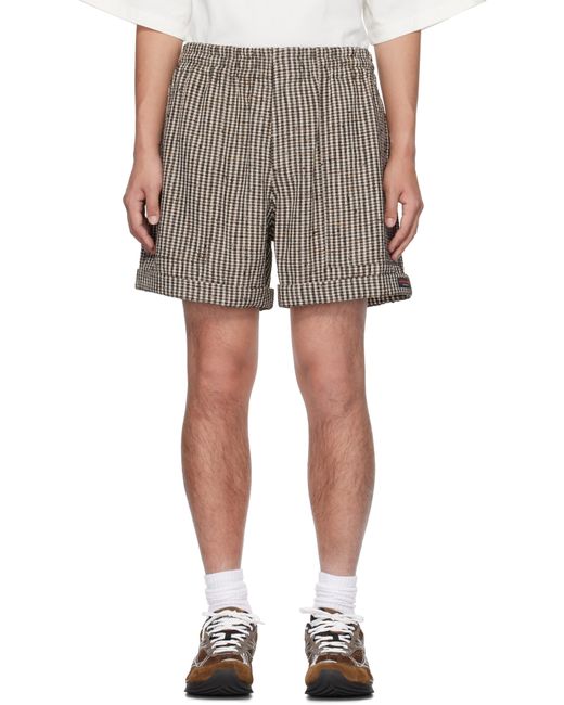 メンズ Bottega Veneta ブラウン＆ホワイト ノット ビスコース ミニ チェック ショートパンツ Gray