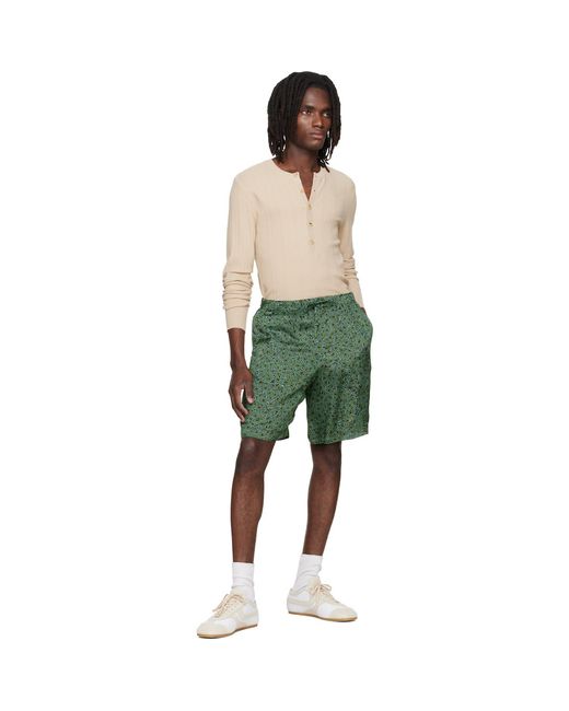 Dries Van Noten Green Viscose Shorts for men