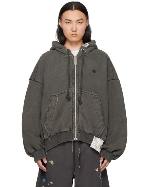 Maison Mihara Yasuhiro Amateur Sewn Zip-up Hoodie in Grey for Men