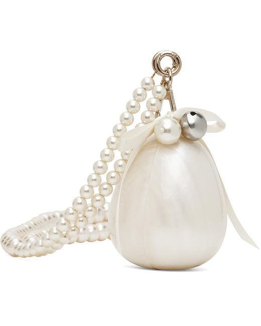 Micro sac sculptural blanc cassé à bandoulière à perles artificielles Simone Rocha en coloris White