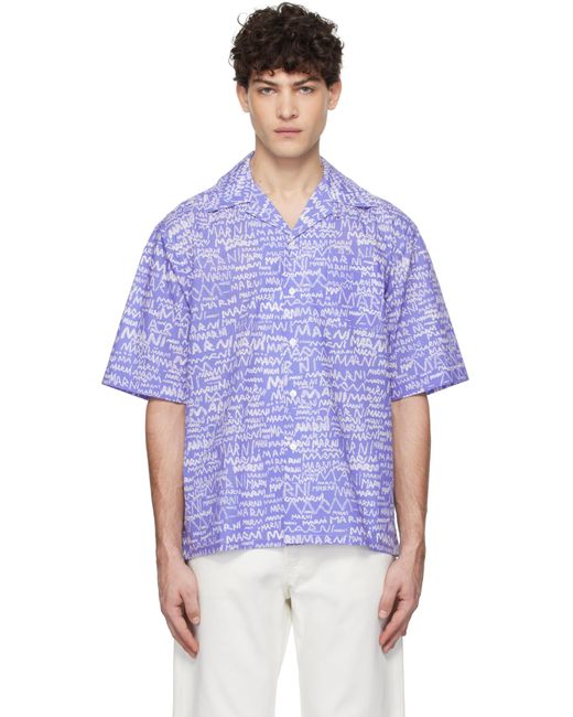 メンズ Marni ブルー Pencil Logo シャツ Blue