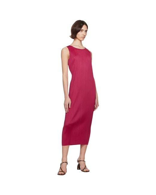 Pleats Please Issey Miyake Red June New Colorful Basics 4 Maxi Dress