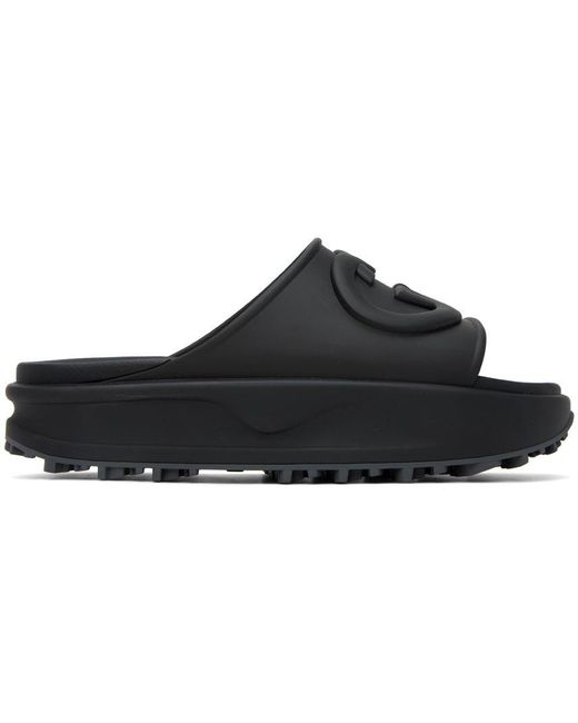 Gucci Black Interlocking G Slide Sandals for Men | Lyst
