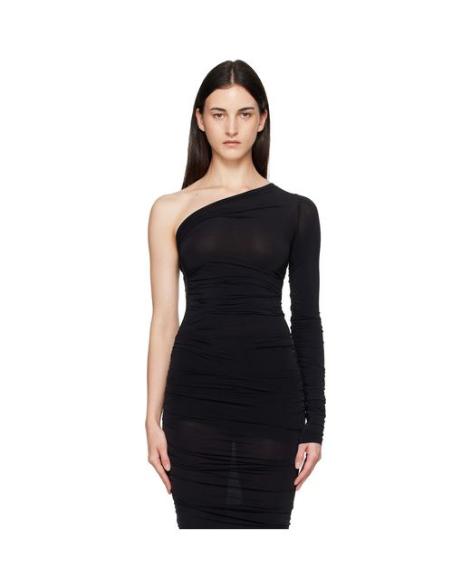 Wolford Black Sheer Drape String Body Long Sleeve Bodysuit