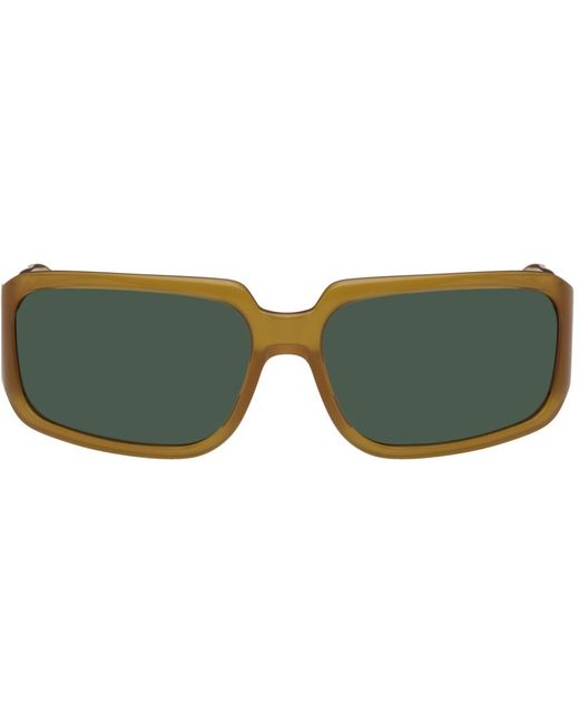 Dries Van Noten Green Orange Linda Farrow Edition Square Sunglasses for men