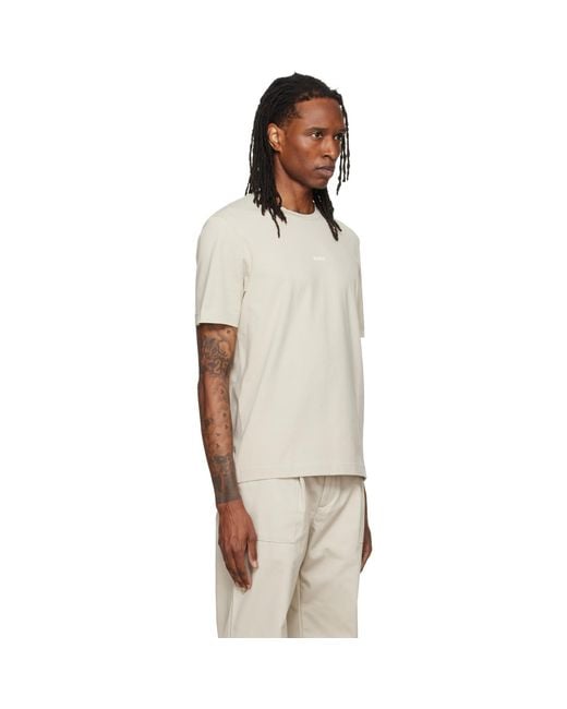 Boss Natural Relaxed-Fit Layered Logo Print T-Shirt for men