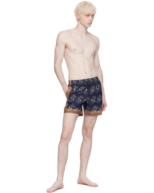 Dries Van Noten Blue Print Swim Shorts for men