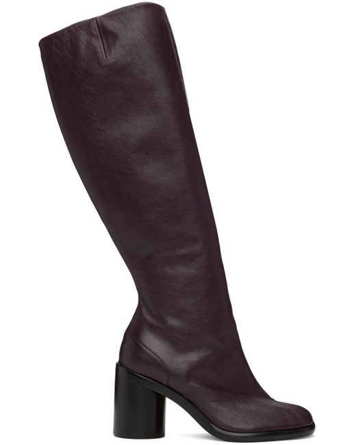 Maison Margiela Black Burgundy Tabi Knee-high Tall Boots