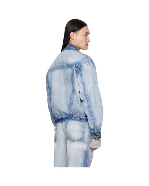 DIESEL Blue Medium-Light Skeleton Denim Trucker Jacket for men