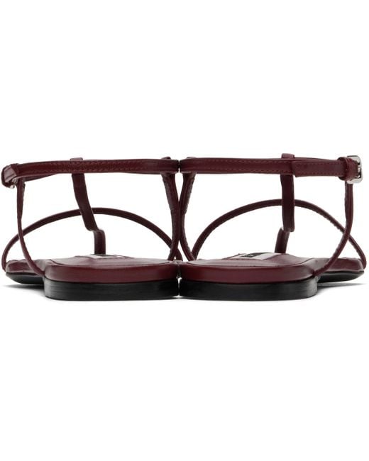 Jil Sander Black Burgundy Pointed Toe Sandals