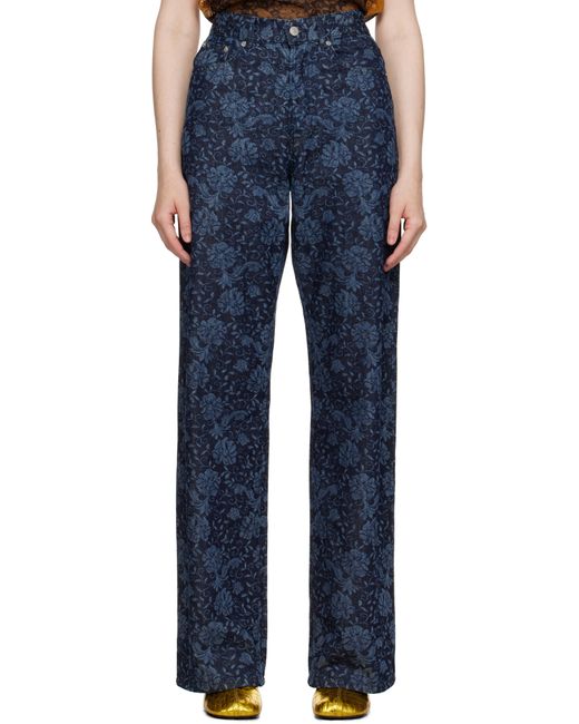 Dries Van Noten インディゴ プリント デニム ジーンズ Blue
