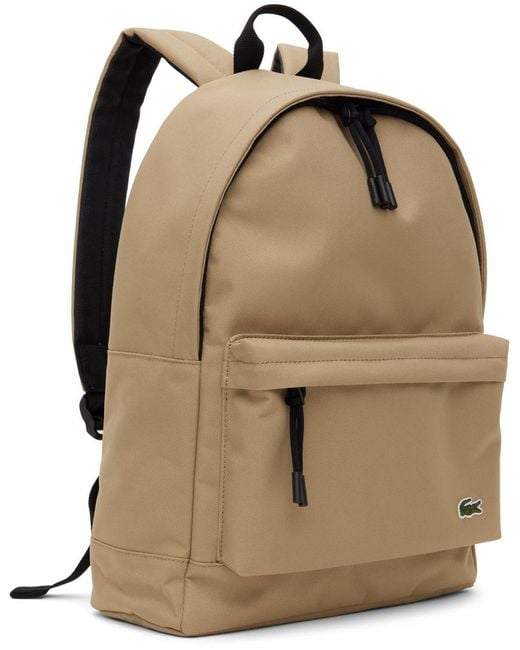 Lacoste Natural Beige Computer Compartment Backpack for men