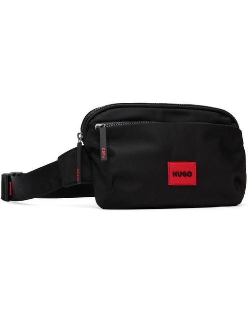 HUGO Black Canvas Belt Bag for men
