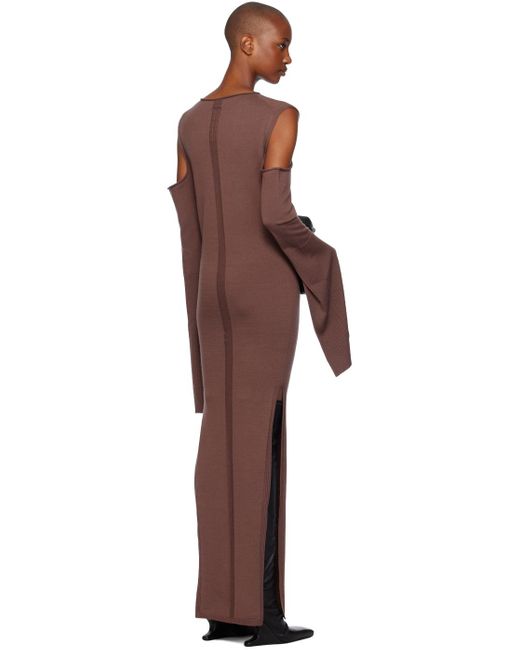 Robe Longue Brune À Manches Cape Rick Owens en coloris Black