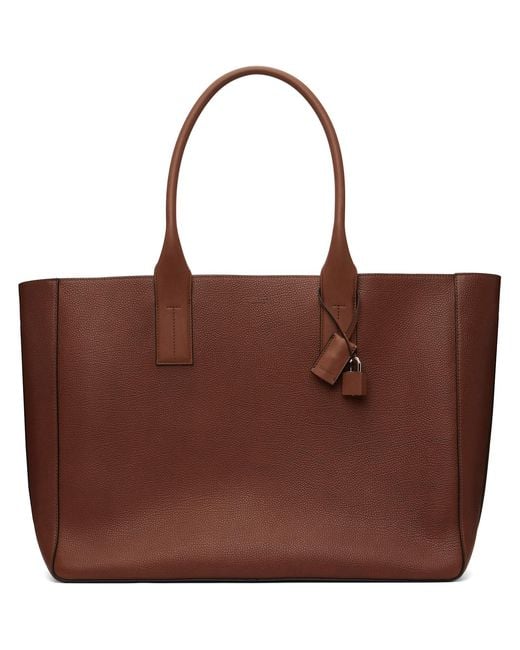 Tom Ford Brown Grain Leather T-Line East-West Tote for men