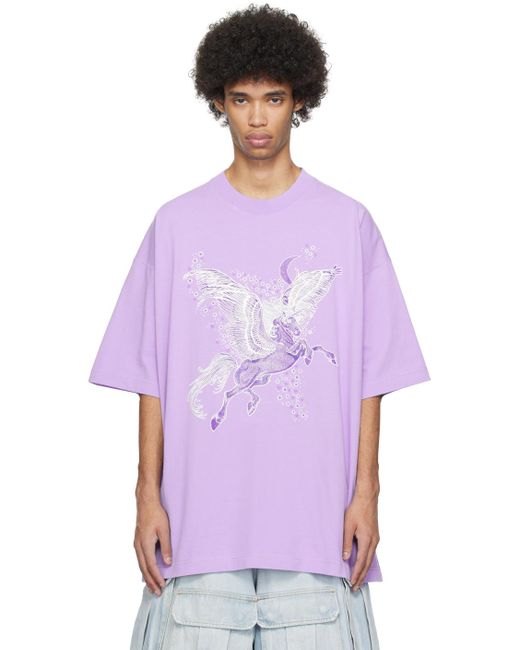 メンズ Vetements パープル Flying Unicorn Tシャツ Purple