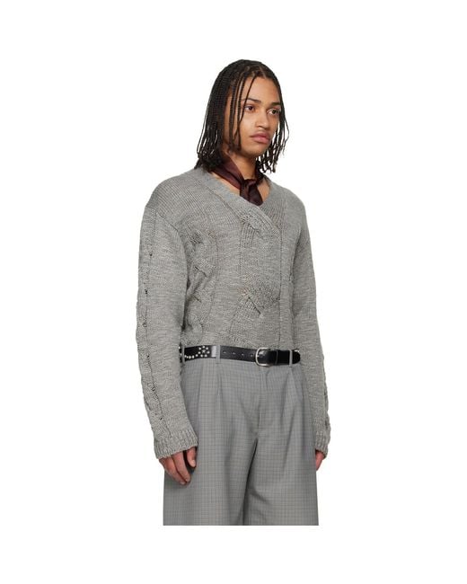 Our Legacy Gray Link V-Neck Sweater for men