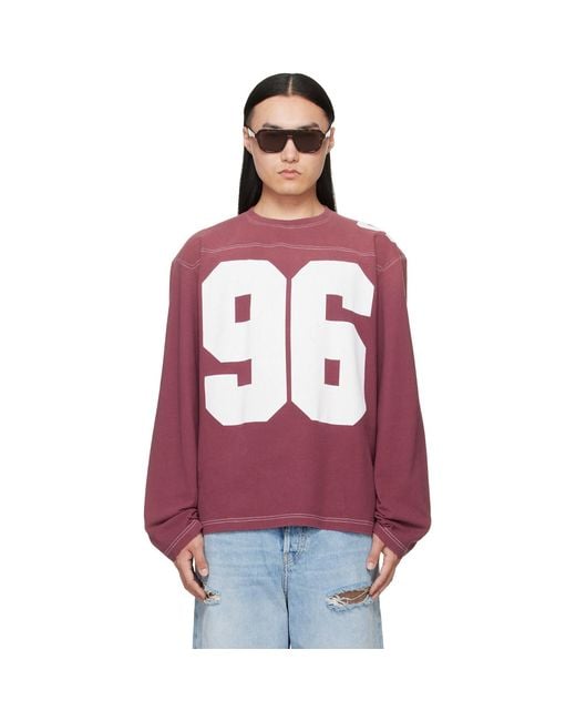 Acne Red Burgundy Logo Jersey T-Shirt for men