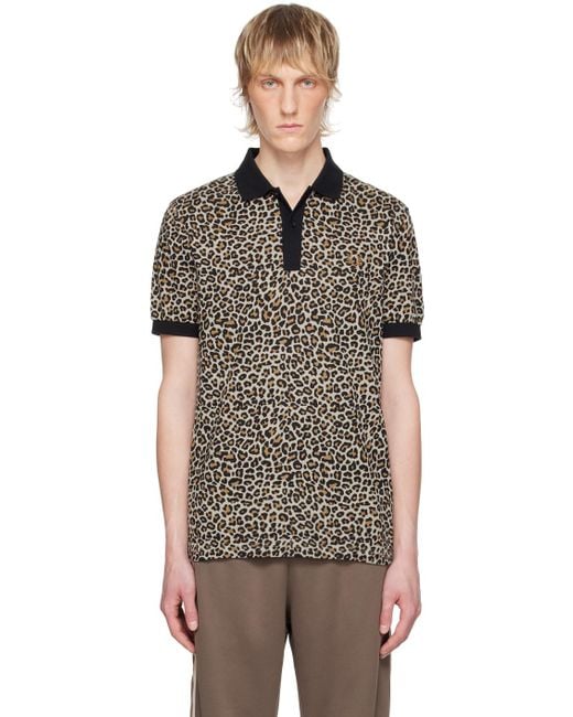 Fred Perry Black Leopard Polo for men