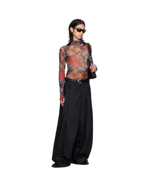 Lu'u Dan Red Masked Mesh Turtleneck for men