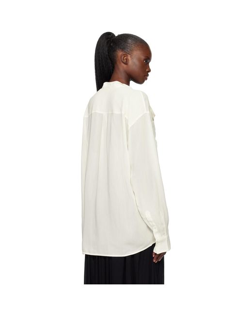 Totême White Off- Overlapping Collar Blouse