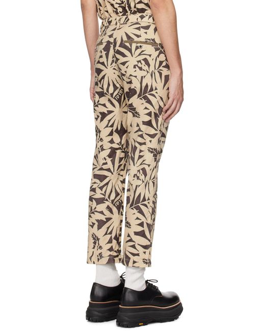 Sacai Natural Beige & Brown Printed Trousers for men
