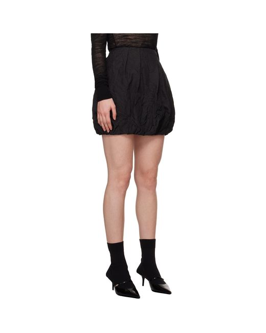 Juun.J Black Crinkled Drape Miniskirt