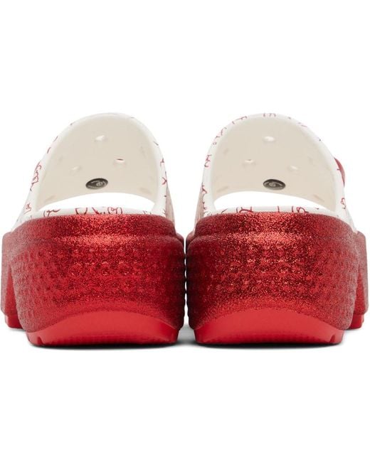 Sandales à enfiler blanc et rouge à plateforme - hello kitty CROCSTM en coloris Red