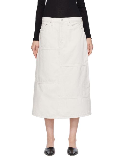 Re/done Black Off-white Seamed Denim Maxi Skirt