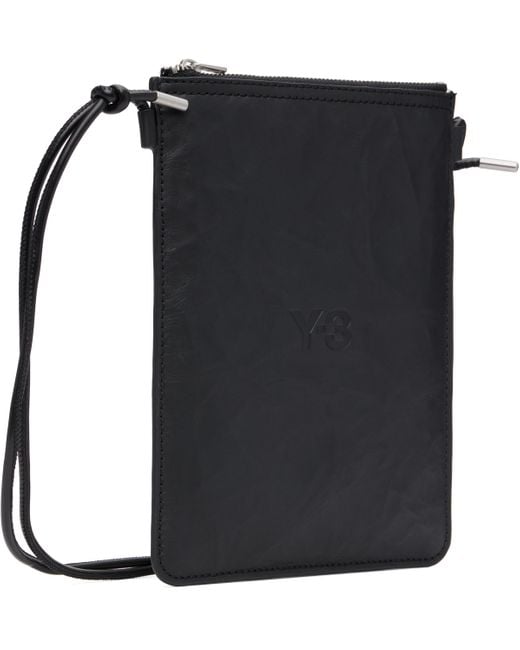 Y-3 Black Leather Crossbody Pouch for men