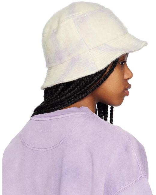 Anine Bing Off-white & Purple Cami Bucket Hat