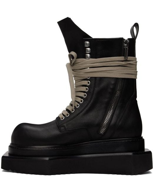 Rick Owens Black Laceup Turbo Cyclops Boots, Ankle Boots for men