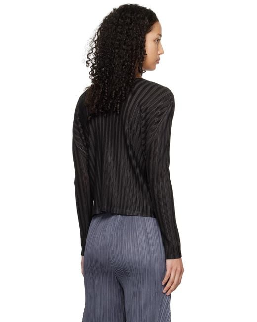 Pleats Please Issey Miyake Black Rib Pleats January Cardigan