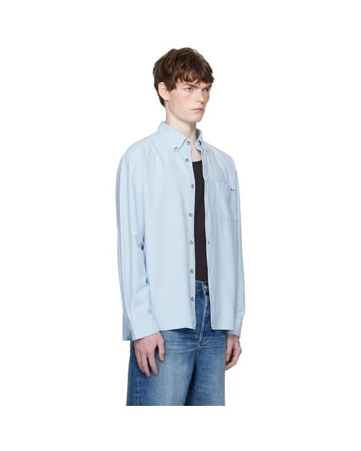 A.P.C. Blue Mateo Logo Shirt for men