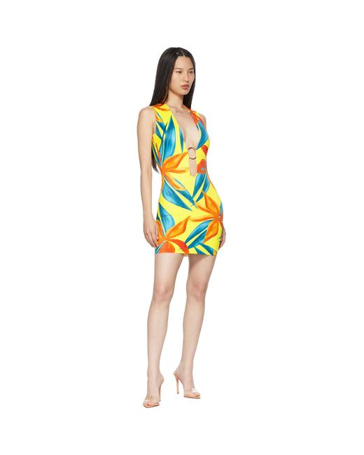 Louisa Ballou Multicolor Ssense Exclusive Yellow & Orange Sleeveless Ring Dress