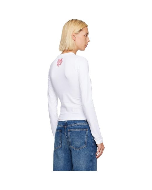 Jean Paul Gaultier White Stretch Cotton Jersey Long Sleeves Kamasutra T-Shirt