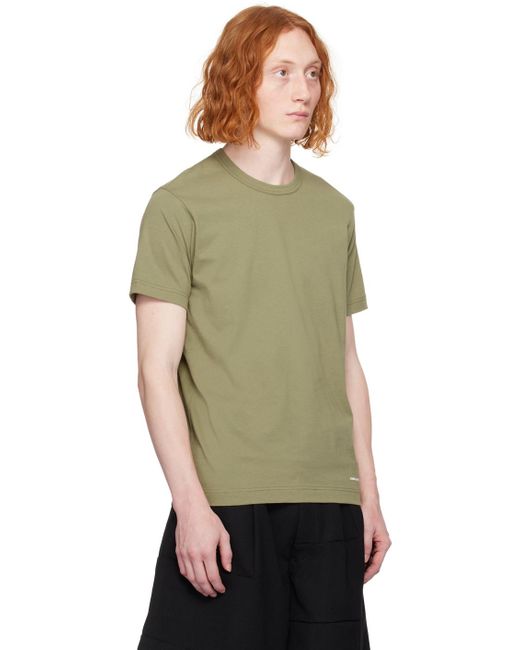 メンズ Comme des Garçons カーキ ロゴプリント Tシャツ Green